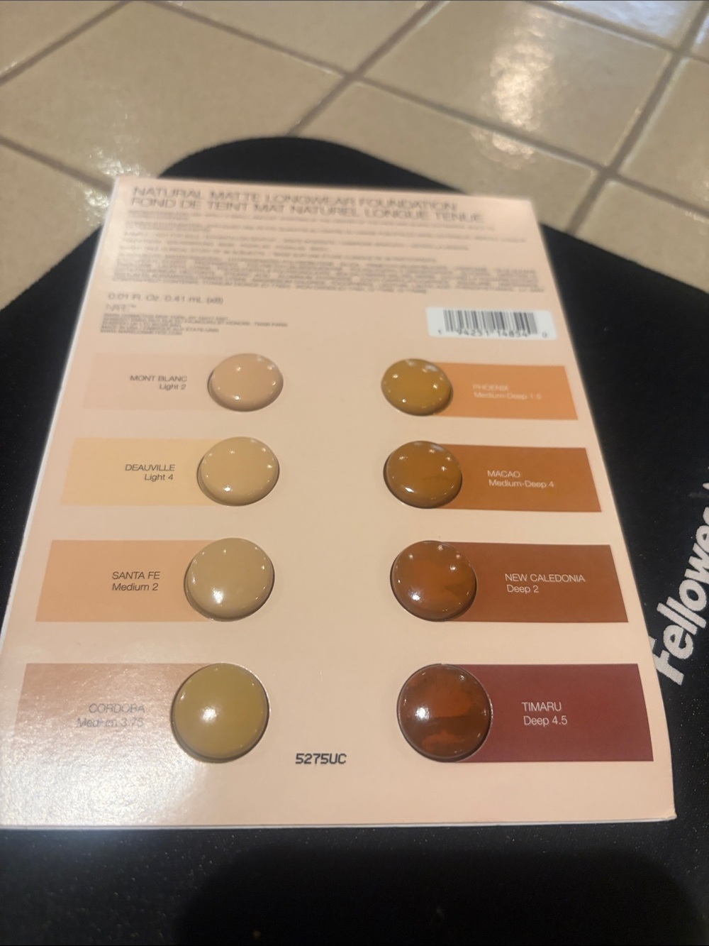 NARS Foundation Shade Sample Card - Beige, Tan, Brown, Cream